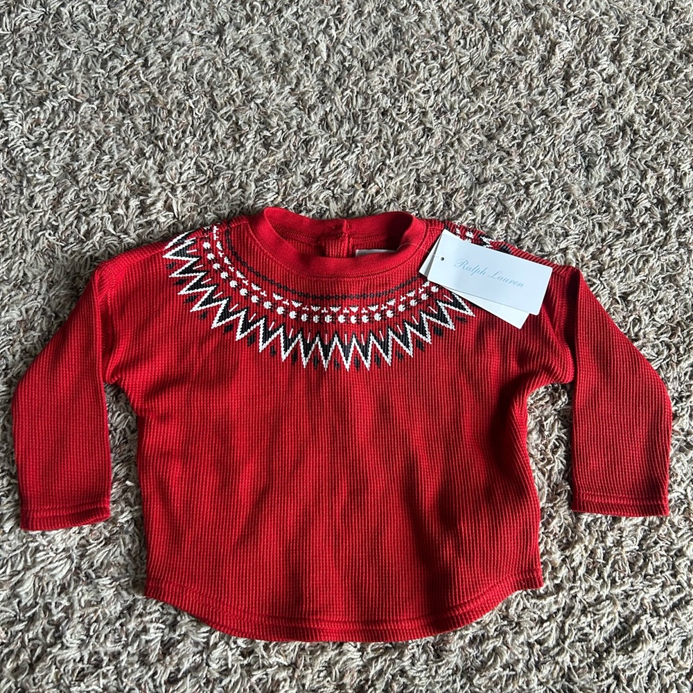 Ralph Lauren Red and White Sweater NWT | Size 9 Months